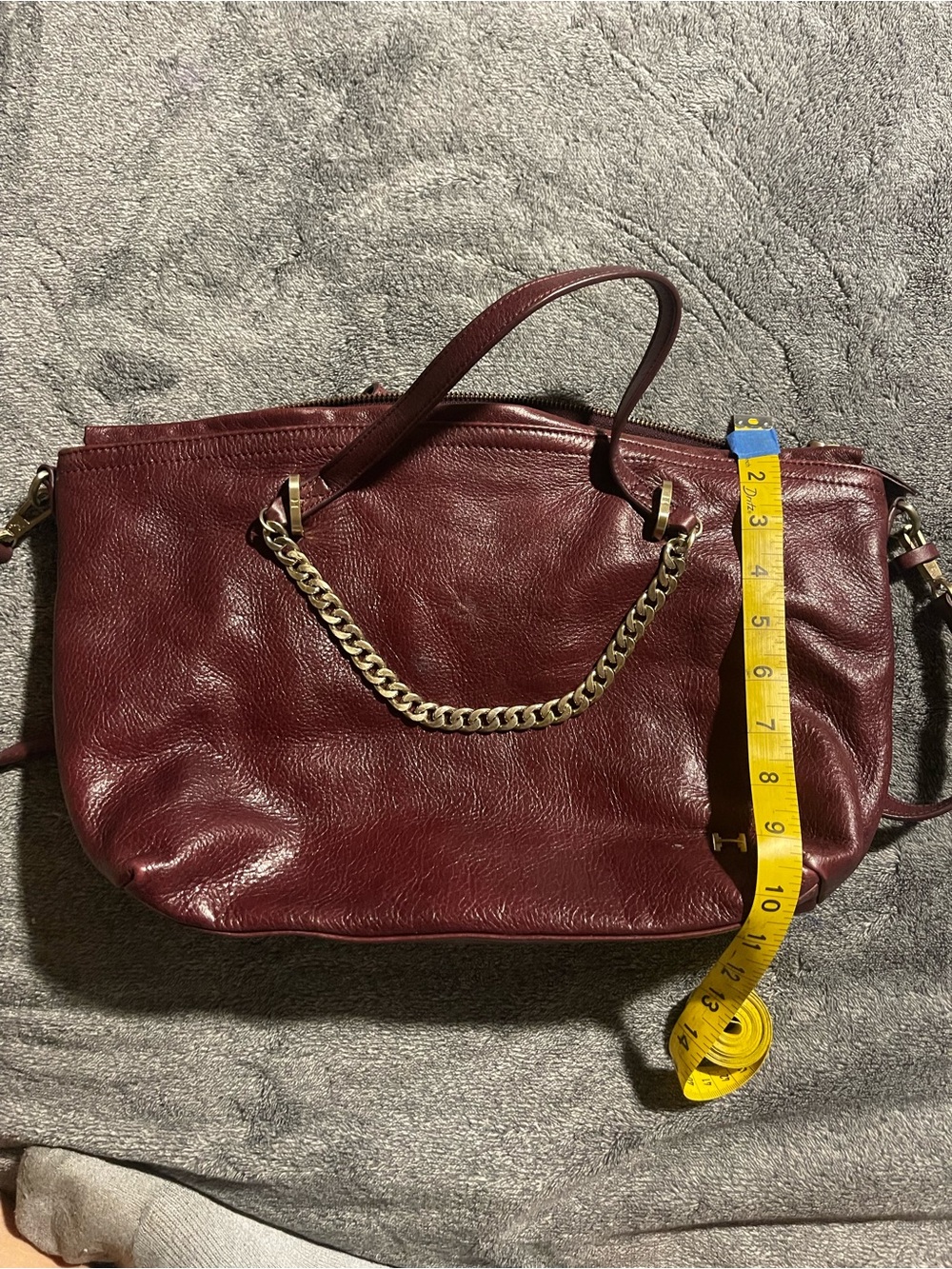 Halston heritage Women's Burgundy Crossbody Tote with Gold Chain Accent